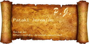 Pataki Jeremiás névjegykártya